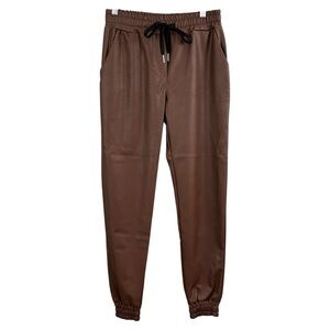 NWT Venti6 Faux Leather Brown Joggers Size Small